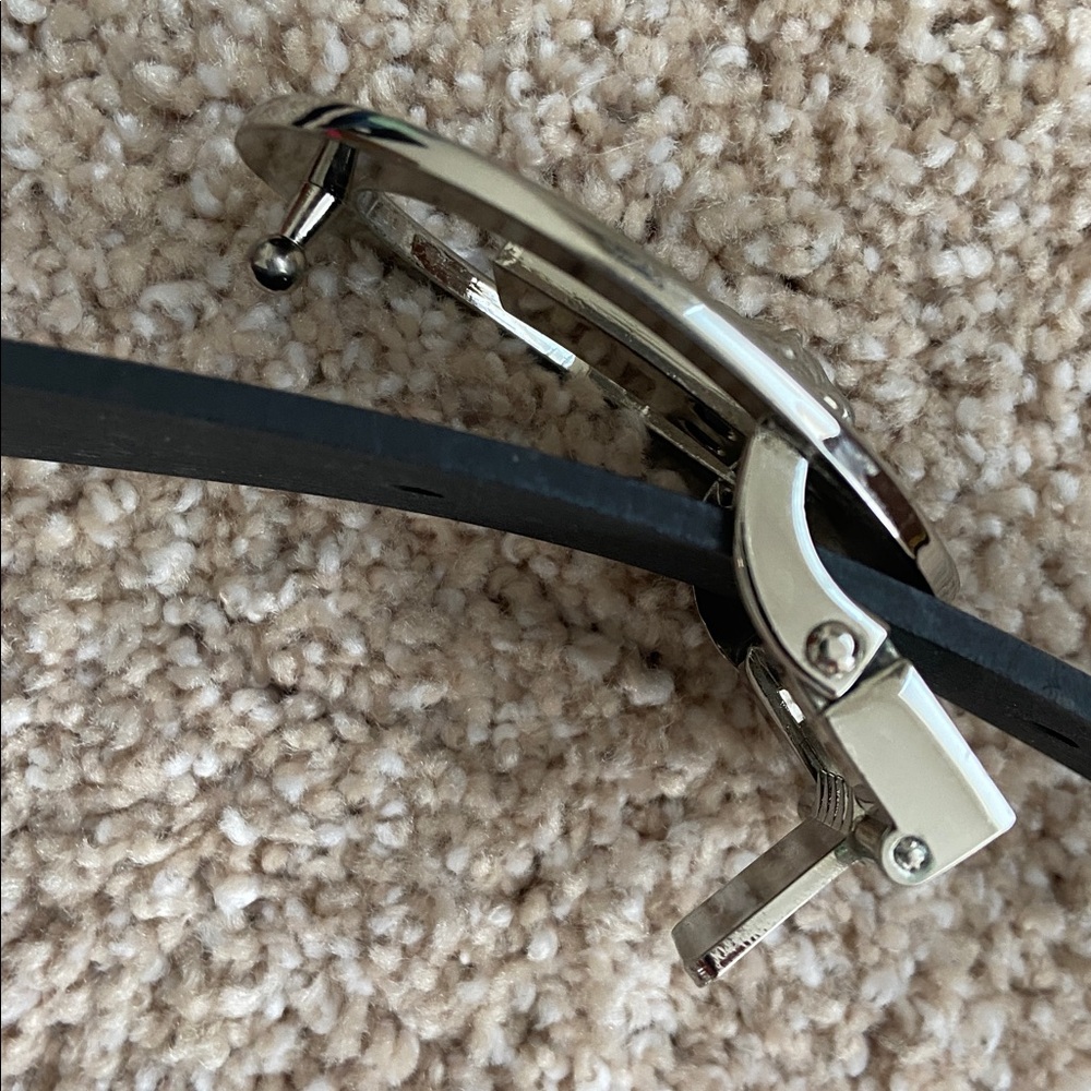 Black Vinyl Belt with Unique Medusa Head Buckle - Picture 7 of 7